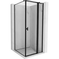 Mexen Mist T cabine de douche pivotante droite 75 x 75 cm, cadre noir, noir - 8A4T-075-075-70-70-P