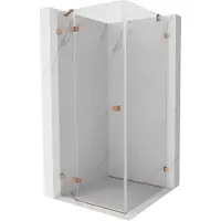 Mexen Lunar cabine de douche pivotante gauche 100 x 100 cm, transparent, cuivre brossé - 834-100-100-65-00-L