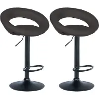 CLP Lot de 2 tabourets de bar Olinda en tissu, pivotants et réglables en hauteur, gris foncé, structure noire