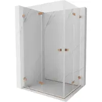 Mexen Lunar-F Duo cabine de douche pliante 80 x 75 cm, transparent, cuivre brossé - 836-080L-075P-65-00