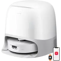 Roborock Qrevo Curv 2 Flow, sac à poussière, blanc, rond, sac à poussière, 3 roues, 0,325 l