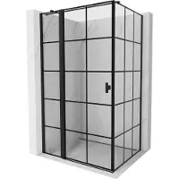 Mexen Mist T cabine de douche pivotante gauche 100 x 110 cm, grille noire, noir - 8A4T-100-110-70-77-L