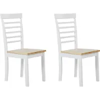Beliani Lot de 2 chaises de salle à manger en bois clair et caoutchouc blanc, sans accoudoirs, style rustique, cuisine et salle à manger