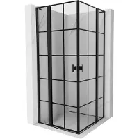 Mexen Mist L Duo cabine de douche pivotante 110 x 110 cm, grille noire, noire - 8A4L-110L-110P-70-77
