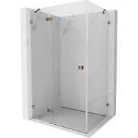 Mexen Lunar cabine de douche pivotante gauche 90 x 80 cm, transparent, or rose - 834-090-080-60-00-L