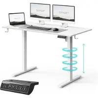 Sense7 NOJO LIGHT Bureau réglable en hauteur Électrique 120 x 60 cm Blanc Bureau gaming Bureau d'ordinateur Bureau debout Memory Bureau pour le télétravail