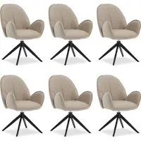 Homestyle4u Chaise de Salle à Manger Lot de 6 Moderne Bouclé Cuir Beige Design Chaises de Cuisine Chaises pas Cher Fauteuils Rembourrée