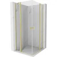 Mexen Mist Duo cabine de douche pivotante 85 x 85 cm, transparent, or brossé - 8A4-085-085-55-00