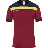 Uhlsport Offense 23 Maillot manches courtes enfants - Bordeaux / Marine / Jaune fluo