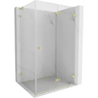 Mexen Lunar-F L cabine de douche pliante droite 85 x 80 cm, transparent, or brossé - 836L-085-080-55-00-P