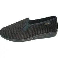 Fischer Herren Hausschuh Streifen Cord Slipper Stretch 204120, Taille:47 EU, Couleur:Marron