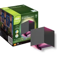 Calex Applique murale LED intelligente , éclairage directionnel vers le haut et vers le bas, RGB, variateur d'intensité, résistante aux éclaboussures, noire