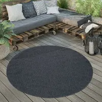 Paco Home Tapis d'extérieur rond résistant aux intempéries Jardin & terrasse tissé à plat aspect sisal robuste Taille 160 cm Rond