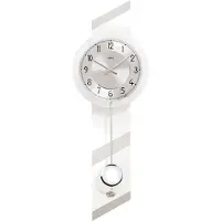 AMS 7414 Horloge murale à quartz avec pendule blanc avec aluminium et verre Horloge à pendule