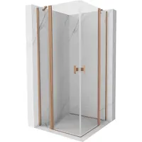 Mexen Mist Duo cabine de douche pivotante 110 x 110 cm, transparent, cuivre brossé - 8A4-110-110-65-00