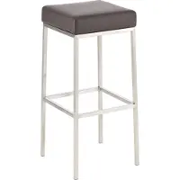 CLP Tabouret de bar Montréal, assise et structure rembourrées en similicuir, avec repose-pieds. Couleur : marron. Structure : acier inoxydable