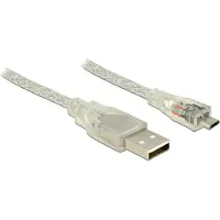 DeLOCK Câble USB 2.0 type A vers micro-B 3 m transparent, double blindage