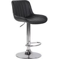 CLP Tabouret de bar Lentini, revêtement en similicuir, pivotant et réglable en hauteur | Couleur : noir. Structure : chromée
