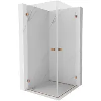 Mexen Lunar-B Duo cabine de douche pivotante 100 x 100 cm, transparent, cuivre brossé - 832-100L-100P-65-00
