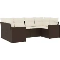 vidaXL Ensemble de salon de jardin 6 pièces avec coussins Marron Poly Rattan