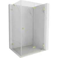 Mexen Lunar-F cabine de douche pliante droite 100 x 80 cm, transparent, or brossé - 836-100-080-55-00-P