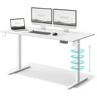 Sense7 Nojo Bureau réglable en hauteur 140 x 70 cm Électrique Blanc Bureau gaming Bureau d'ordinateur Bureau debout Fonction mémoire Gestion des câbles Bureau