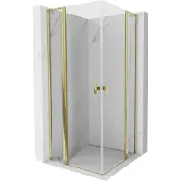 Mexen Mist L Duo cabine de douche pivotante 110 x 110 cm, transparent, or - 8A4L-110-110-50-00