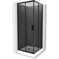 Mexen Rio Cabine de douche carrée 70 x 70 cm, Noir graphite, Noir + Receveur de douche Rio, Blanc - 860-070-070-70-40-4510