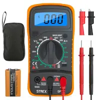 Strex Multimètre Numérique - Ac / Dc - Incl. Pile 9v Duracell, Pinces Crocodiles Et Housse De Rangement