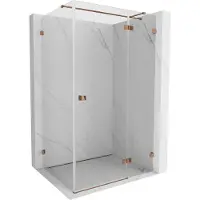 Mexen Lunar T cabine de douche battante droite 130 x 90 cm, transparent, or rose - 834T-130-090-60-00-P