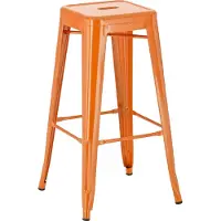 CLP Tabouret de bar Joshua en métal avec repose-pieds, orange