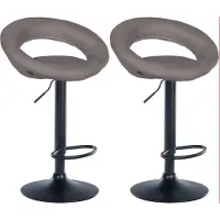 CLP 2 chaises de bar Olinda - revêtement en tissu, structure noire - couleur gris