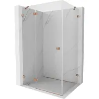 Mexen Lunar cabine de douche pivotante gauche 90 x 80 cm, transparent, cuivre brossé - 834-090-080-65-00-L