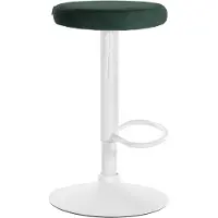 CLP Tabouret de bar Ponte, revêtement en velours vert, piètement blanc