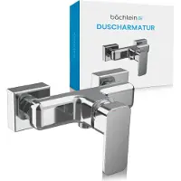 Bächlein Robinet de douche universel , design anguleux - kit complet avec tous les accessoires - robinet une main pour la douche, chromé - carré