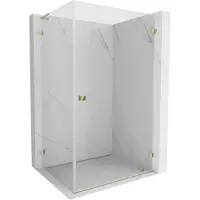 Mexen Lunar-B L cabine de douche pivotante droite 100 x 90 cm, transparente, or - 832L-100-090-50-00-P