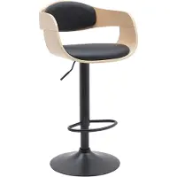 CLP Tabouret de bar Kingston, réglable en hauteur et pivotant, avec structure en métal noir, finition naturel/noir, revêtement en similicuir
