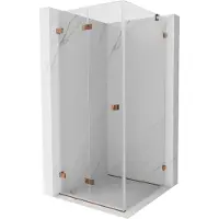 Mexen Lunar-F cabine de douche pliante gauche 90 x 90 cm, transparent, or rose- 836-090-090-60-00-L