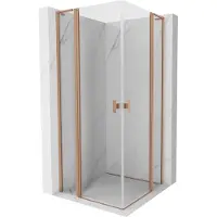 Mexen Mist L Duo cabine de douche à charnière 115 x 115 cm, transparent, cuivre brossé - 8A4L-115-115-65-00