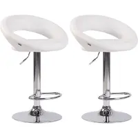 CLP 2 chaises de bar Olinda - revêtement en similicuir, structure en chrome - blanc