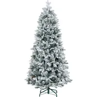 HOMCOM Sapin de Noël artificiel 180 cm Arbre de Noël avec support en métal 1489 branches enneigées, pommes de pin, vert