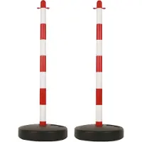 Perel Poteau en plastique rouge/blanc pour chaîne de sécurité - 2 pièces