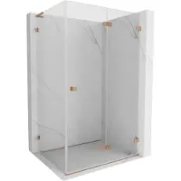 Mexen Lunar-F L cabine de douche pliante droite 90 x 80 cm, transparent, cuivre brossé - 836L-090-080-65-00-P