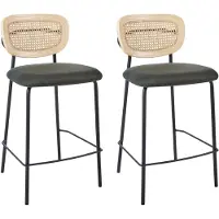 Beliani Lot De 2 Chaises De Bar Mayetta Rotin Vert Foncé