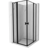 Mexen Mist Duo cabine de douche pivotante 110 x 110 cm, cadre noir, noir - 8A4-110L-110P-70-70