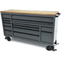 HBM Chariot à outils, 14 tiroirs, 182 cm, gris