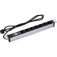 Value 48,30cm (19") 1U bloc multiprise 7x protection contre les surcharges 1.8m câble d'alimentation - bloc multiprise - 1,8 m - module rack (19.99.1633)
