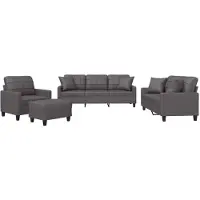 vidaXL Ensemble de canapés 4 pièces avec coussins Gris Similicuir