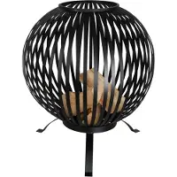 Esschert Design Balle à feu Bandes Noir Acier au carbone FF400