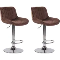 CLP Lot de 2 tabourets de bar Lentini en velours, pivotants et réglables en hauteur, structure chromée